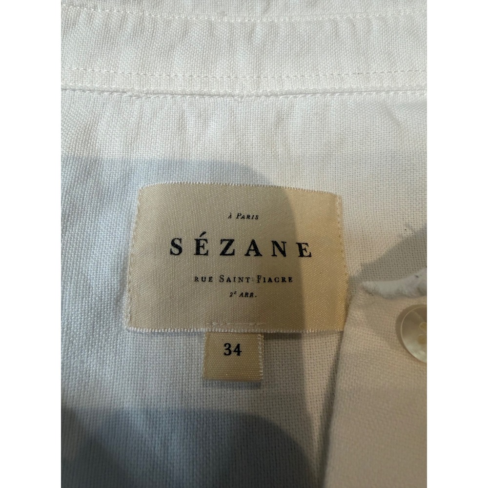 Sezane Tomboy Shirt White Organic Cotton Button Down Long Sleeve Top FR 34 US 2 - Picture 3 of 8